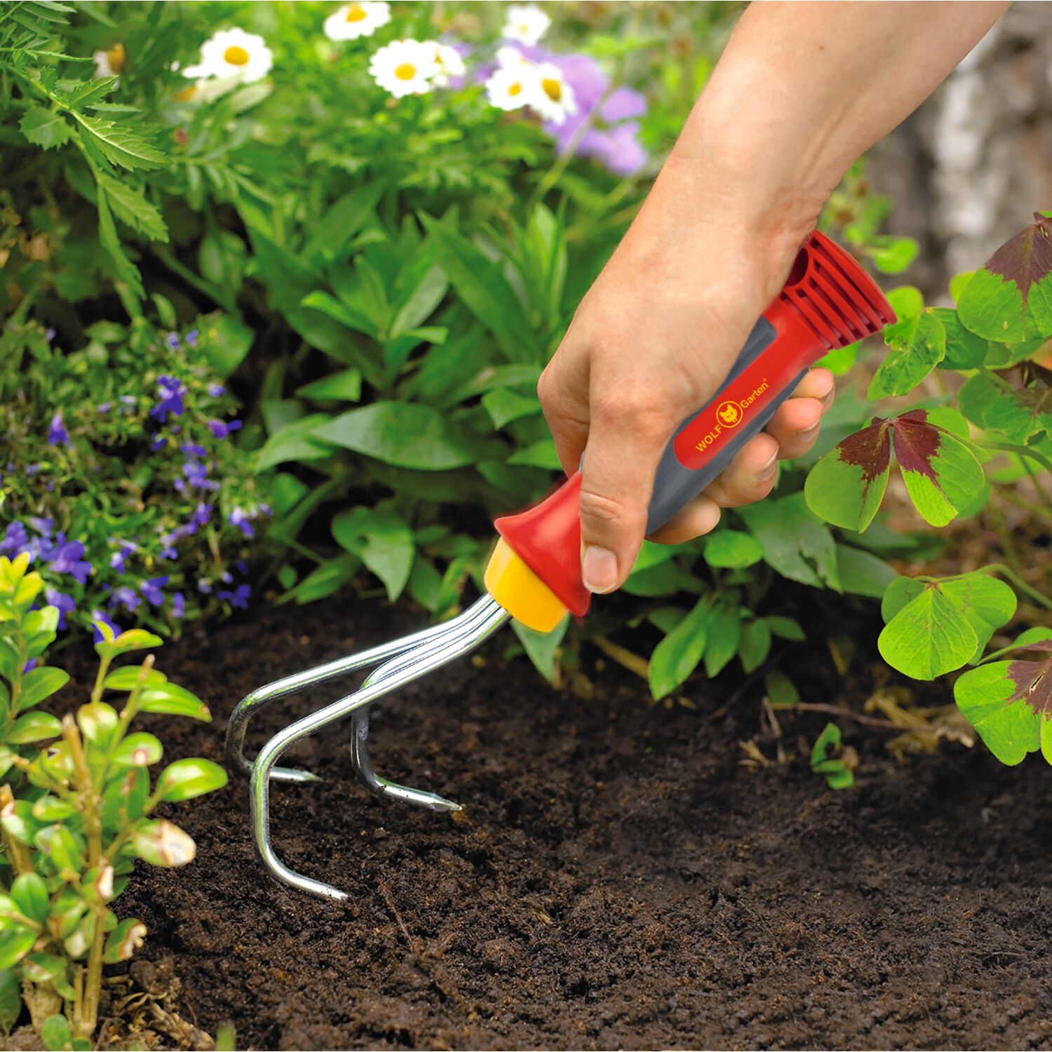 WOLF-Garten Handgrubber KA-2K gräbt in Beet