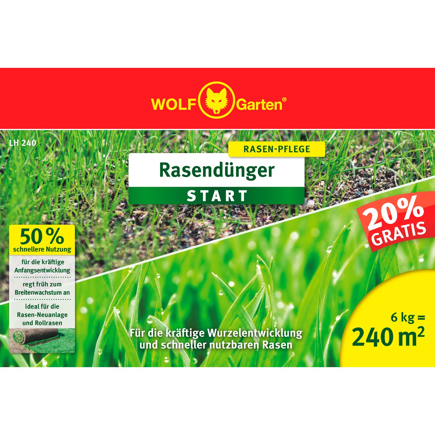 WOLF-Garten Lawn Fertilizer "Start"" LH 240 paper bin front view"