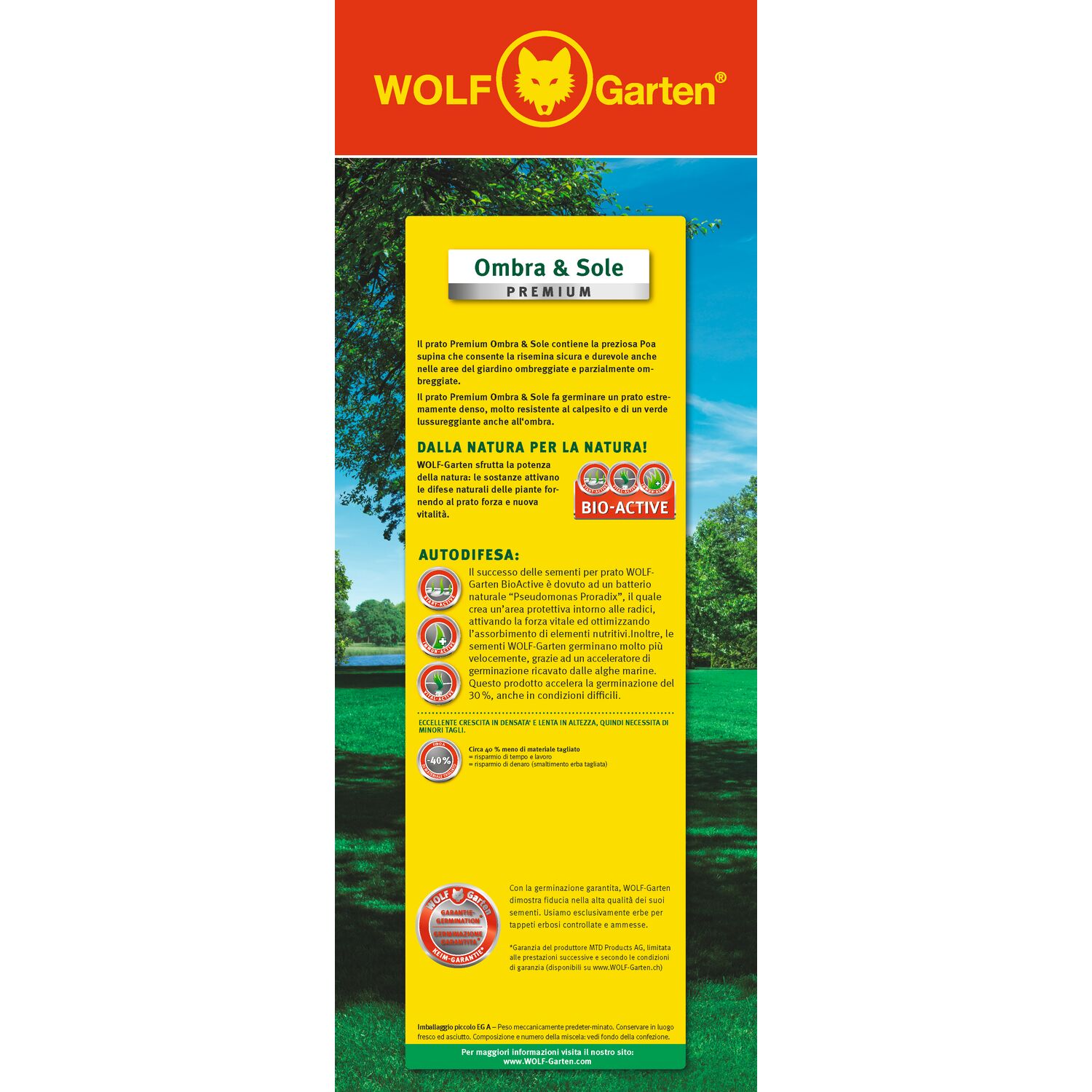 Packaging WOLF-Garten lawn seed LP 100, italian