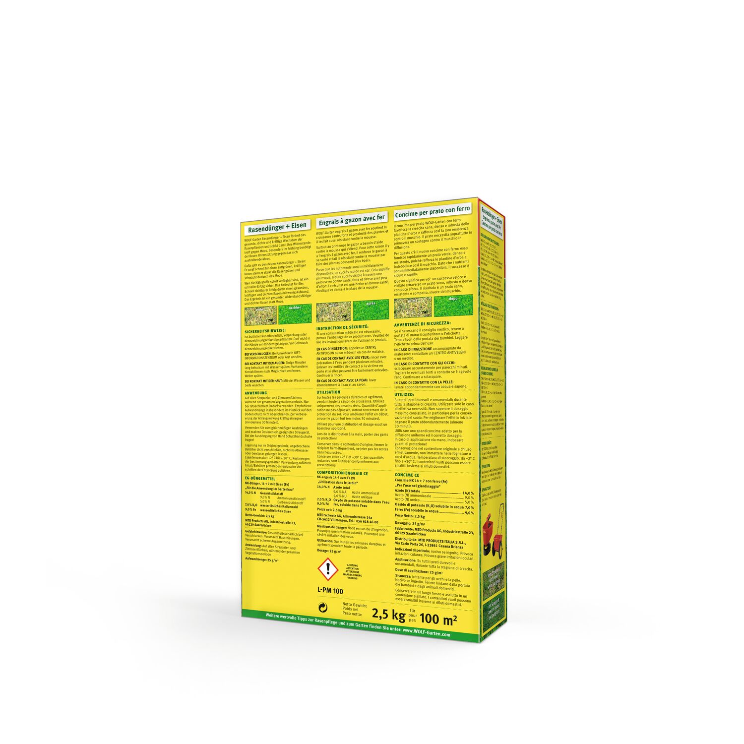 Packaging of WOLF-Garten fertiliser L-PM 100