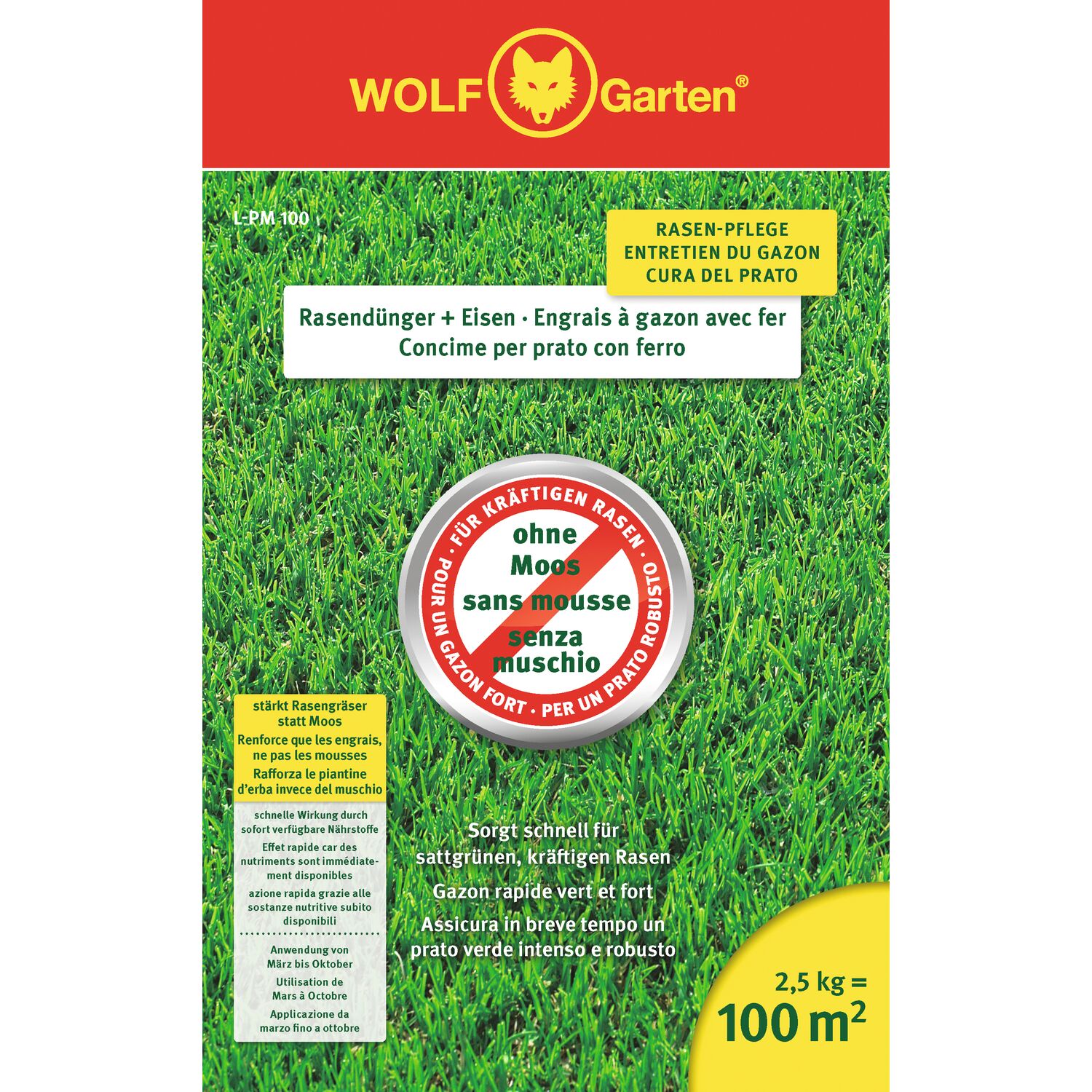 Packaging of WOLF-Garten fertiliser L-PM 100