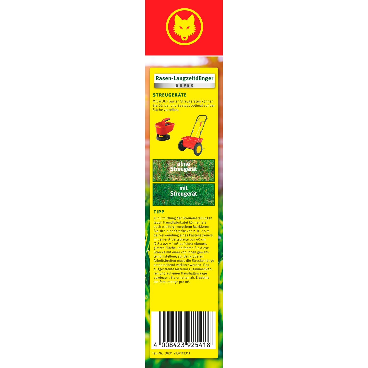 WOLF-Garten Long-Term Lawn Fertilizer "Super"" R-LD 100 folding box right side view"