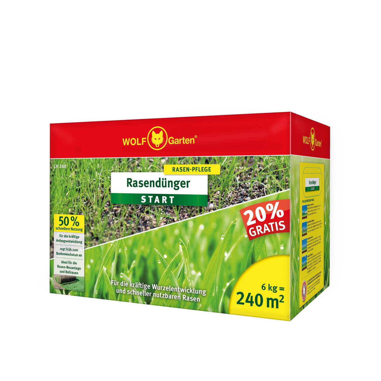 WOLF-Garten Lawn Fertilizer "Start"" LH 240 paper bin right angle view"