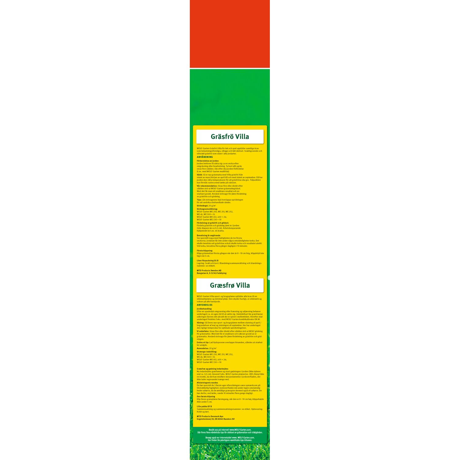 Packaging of WOLF-Garten lawn seed LG 500, left side