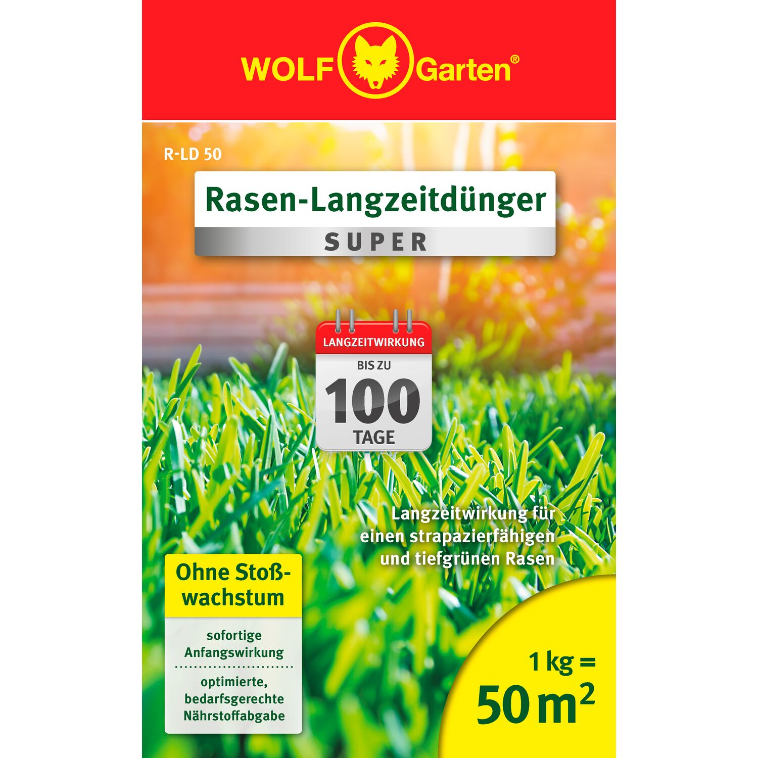 WOLF-Garten Long-Term Lawn Fertilizer "Super"" R-LD 50 folding box front view"