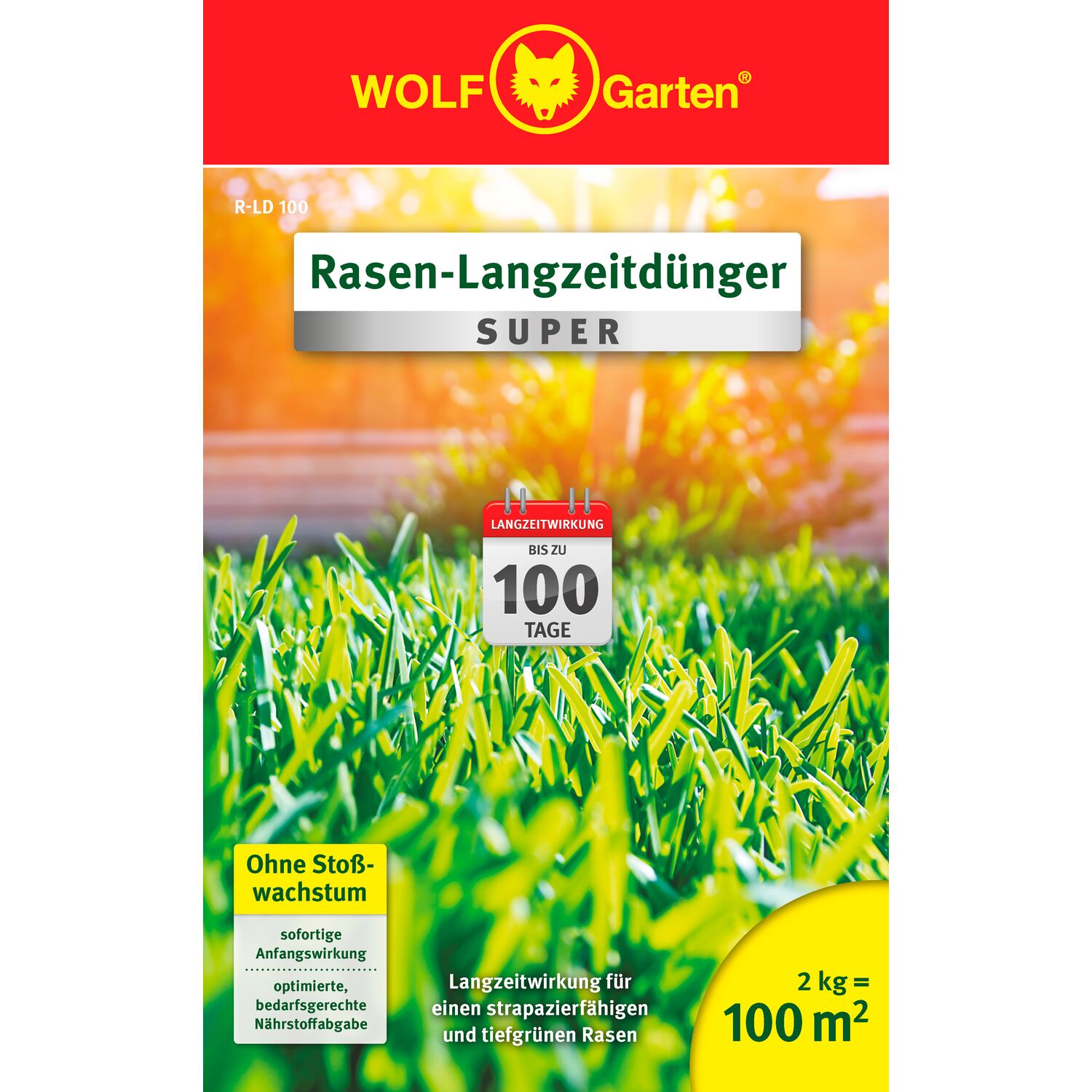 WOLF-Garten Long-Term Lawn Fertilizer "Super"" R-LD 100 folding box front view"