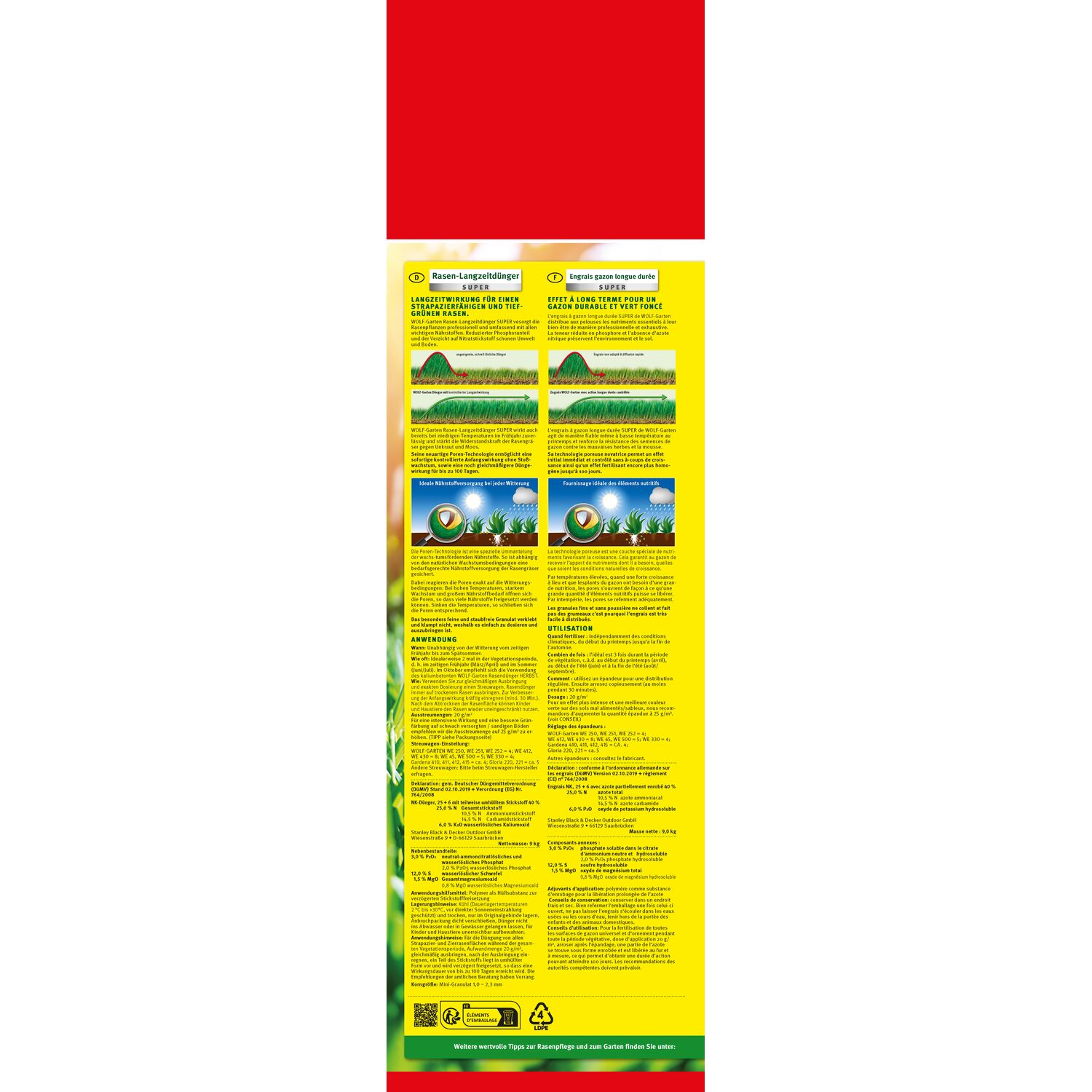 WOLF-Garten Long-Term Lawn Fertilizer "Super"" R-LD 450 plastic bag rear view left part"