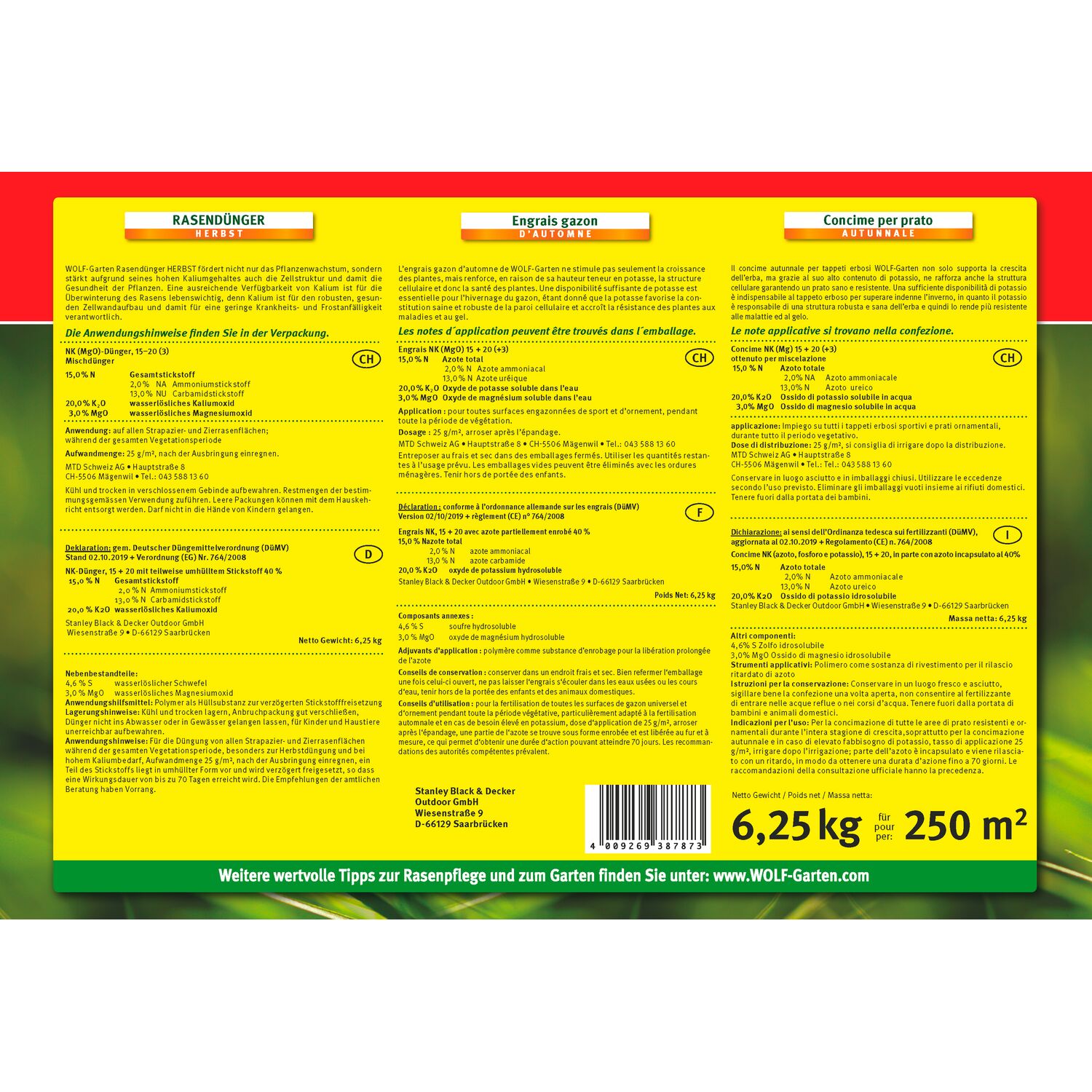 WOLF-Garten Autumn Lawn Fertilizer LK-B 250 paper bin rear view